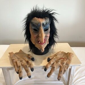 Topstone Vintage Latex Halloween Mask Witch With Hands Adult